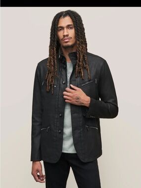 John Varvatos Kamper coat Black coatrd denim Zip-Front Lightweight Jacket